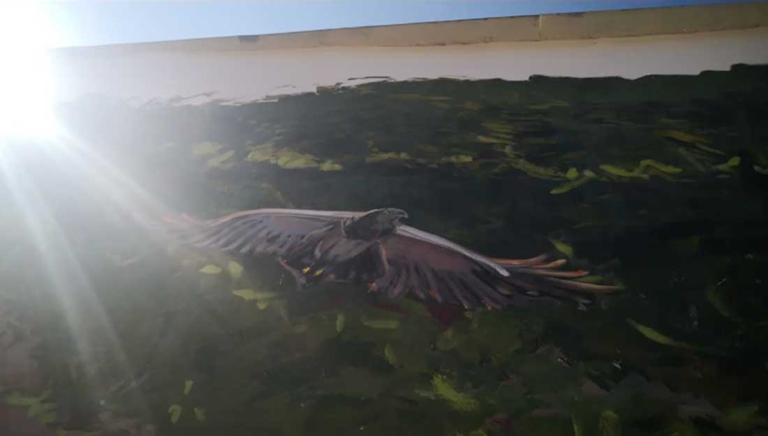 Mural medieval de 80 metros cuadrados en Artajona pintado por Montse Palacios