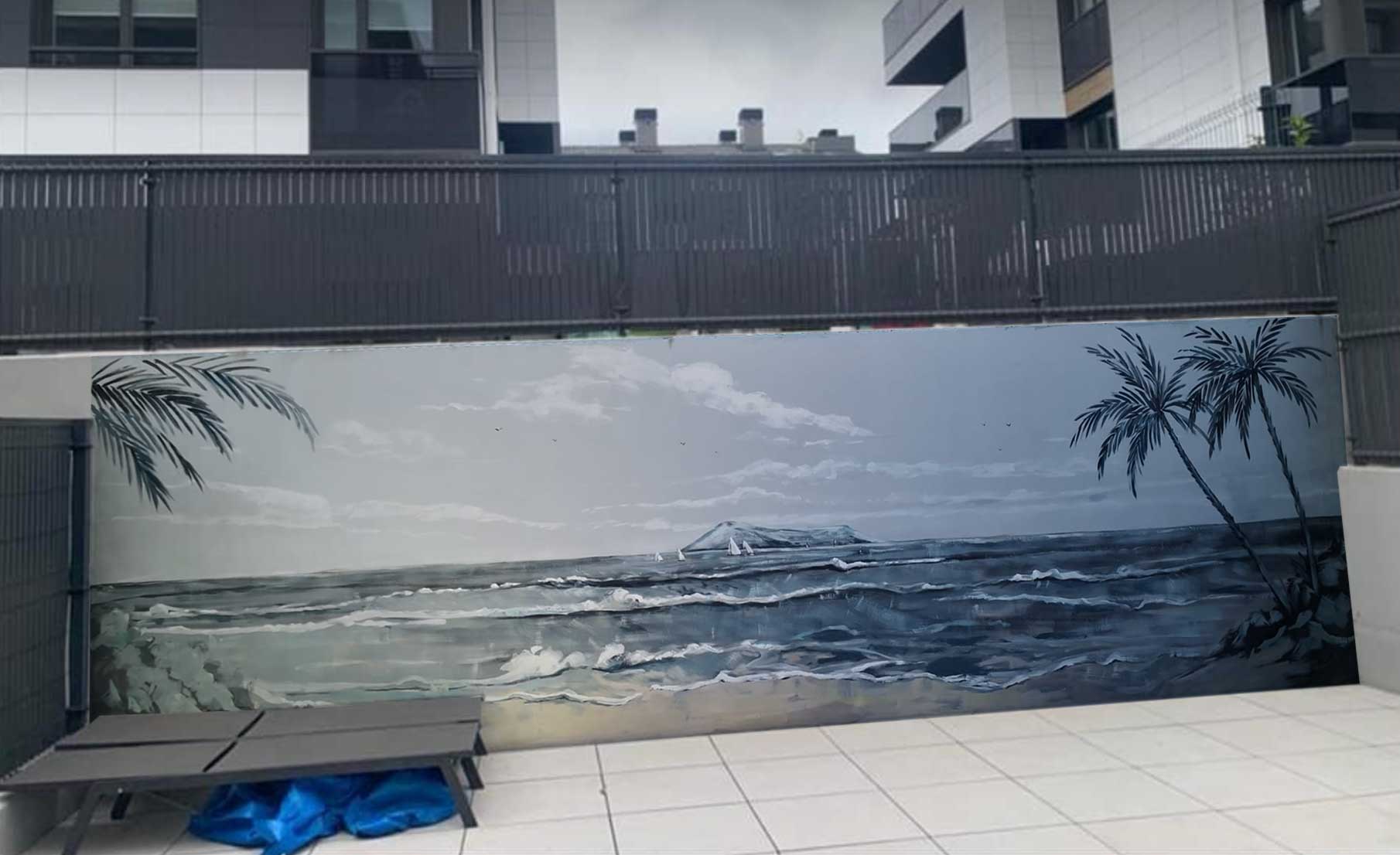 Pintura mural en Irun según boceto de cliente