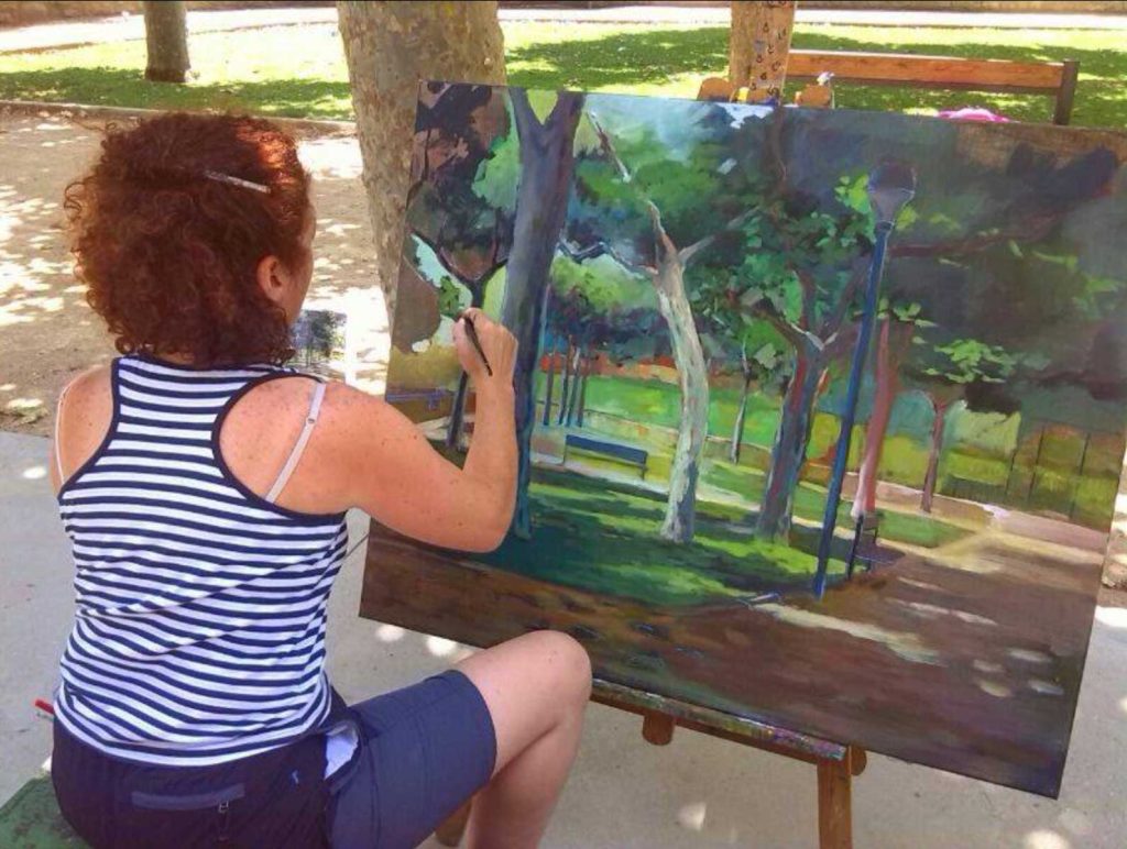 Montse Palacios pintando naturaleza al aire libre